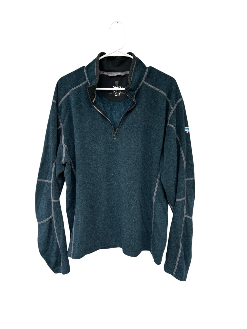 KUHL Men's Quarter-Zip Fleece Pullover Sweatshirt - Dark Teal - Size XL - Hiking - Picture 7 of 10